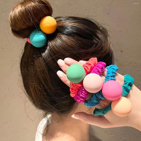 Acessórios de cabelo Coreano Fluorescente Cor Big Ball Pano Grande Scrunchies Elastic Band para Menina Mulher Bonito Simples Bun Rabo de Cavalo Laços de Borracha