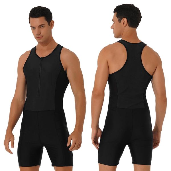 Body masculino de uma peça, roupa de banho sem mangas, malha de ginástica, maiô para construção do corpo, praia, piscina, surf