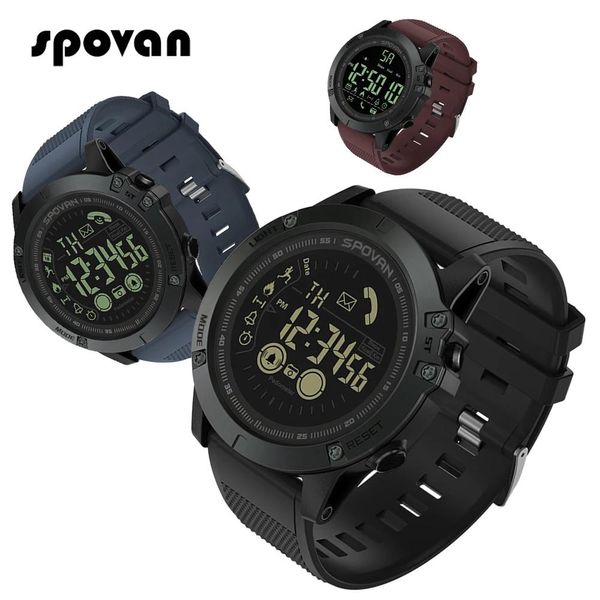 Watches Spovan Outdoor Sports Smart Watch Men Pedometer Wrist Watch for iOS Android 50M Waterproof SmartWatch Call Messages Reminder