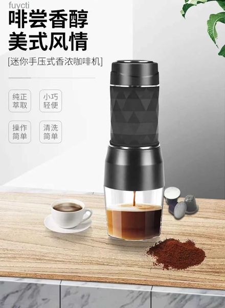 Kaffeemaschinen Handpresse Kapsel gemahlener Kaffee Brewer Tragbare Kaffeemaschine Espressomaschine für Kaffeepulver und Kaffeekapsel YQ240122