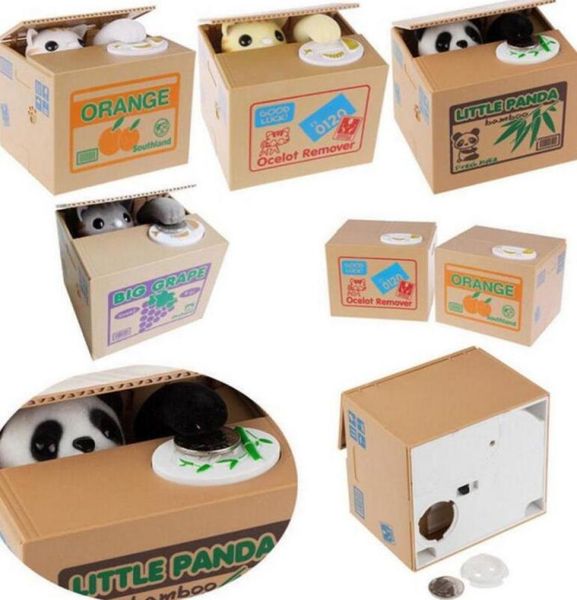 Cat Panda che ruba denaro da te moneta meccanica Piggy Bank Mischifief Saving Box Bank Regalo divertente per bambini KKA30805362526