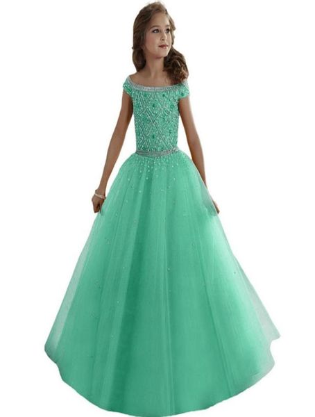 Lavanda Água Melão Lindas Meninas Pageant Vestidos Alças Cristais Frisado Espartilho Voltar Vestidos Da Menina de Flor Organza Crianças Forma4440161