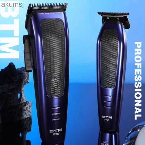 Máquina de cortar cabelo BTM P90 P50 Profissional Cabeça de óleo Gradiente Elétrica Cortadora de cabelo sem fio Power Hair Salon Silent Barber Finish Machine YQ240122