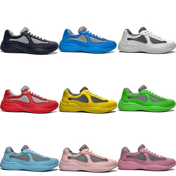 America Cup Sneakers aus weichem Gummi und Fahrradstoff, Lackleder-Sneaker, flache Turnschuhe für Herren, Leder, Nylon, Schwarz, Outdoor-Trainer, Sportschuhe