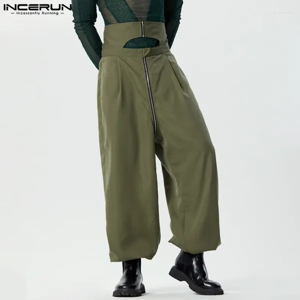 Pantaloni da uomo stile americano pantaloni pantaloni alla moda con cerniera design pantaloni lunghi casual streetwear pantaloni cargo solidi S-5XL INCERUN 2024