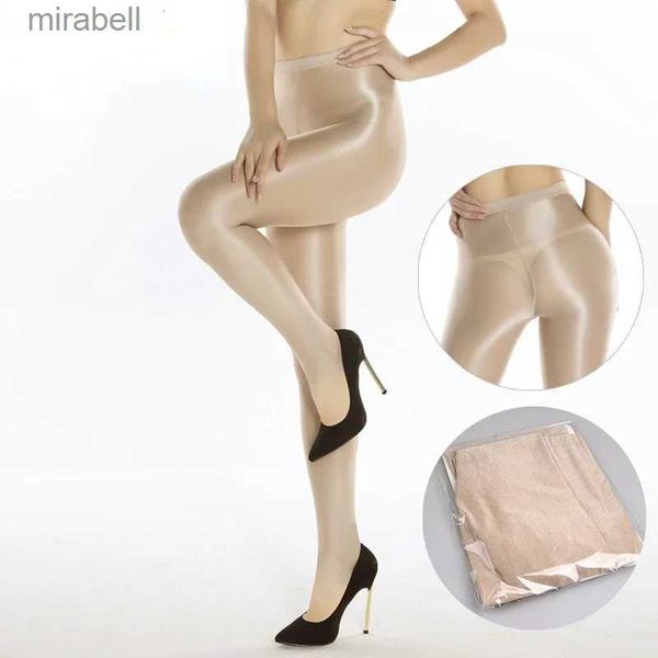 Socks Hosiery Sexy Slim 70D Shaping Flash Pantyhose Women Shiny Oil Satin Tights Dance Singer Reflective Compression Stockings DS Nightclub YQ240122