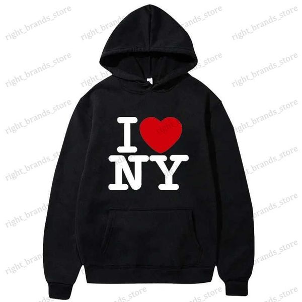 Herren Hoodies Sweatshirts Plus Size Damen Kleid I Love New York Print Hoodie Herren und Damen Lässige Kapuzenpullover Lose Langarm Hoodie T240122