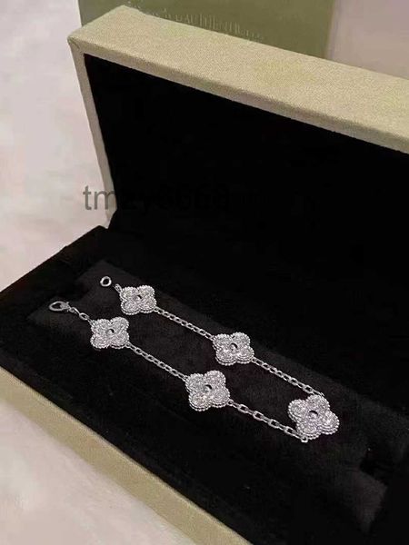 Luxo v marca trevo designer charme pulseiras para mulheres 18k ouro branco vermelho azul mãe de pérola 4 folhas brilhando cristal diamante amor b4ld