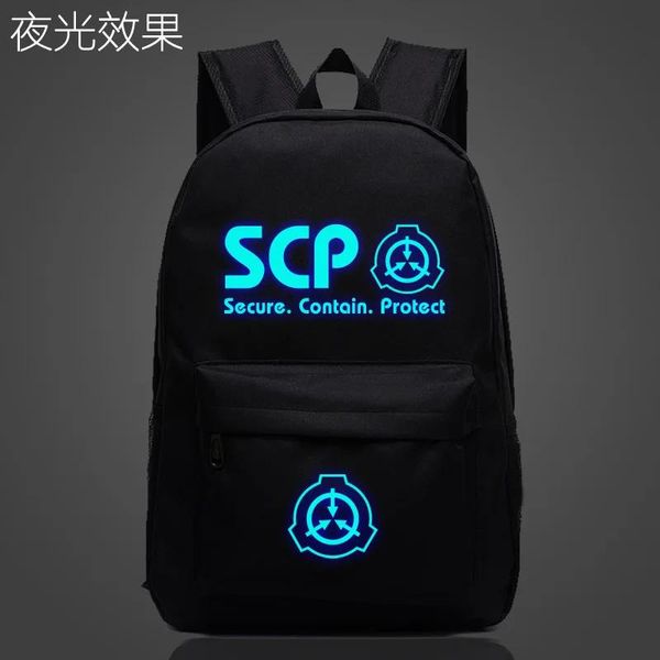 Çantalar SCP güvenli okul çantası noctilucous aydınlık sırt çantası öğrenci çantası defterini içerir Dark mochila