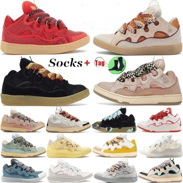 Designer 90s Curb Sneakers Sapatos Casuais Lanvens Malha Tecido Lace Up Em Relevo Mocassins Treinadores Extraordinário Bezerro Nappa Couro Sola de Borracha Mens Mulheres Treinadores