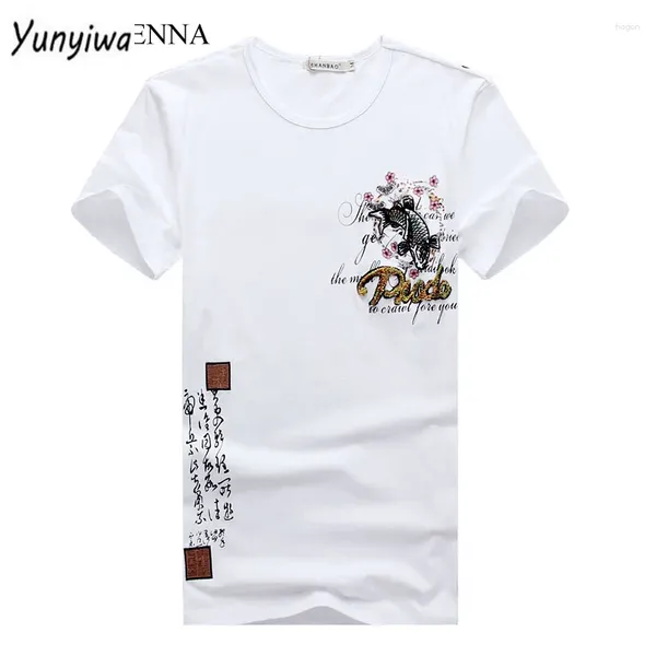 Männer T-shirts 2024 Sommer Herren Hemd Mode Chinesischen Stil Stickerei Männer O Hals Kurzarm Slim Fit Casual Tee 5XL