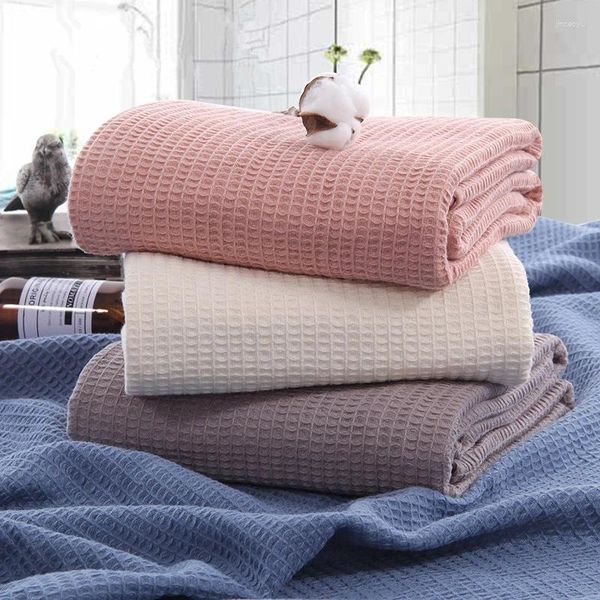 Cobertores de algodão waffle tecer cobertor térmico super macio capa de cama crianças bebê recebendo colcha swaddle