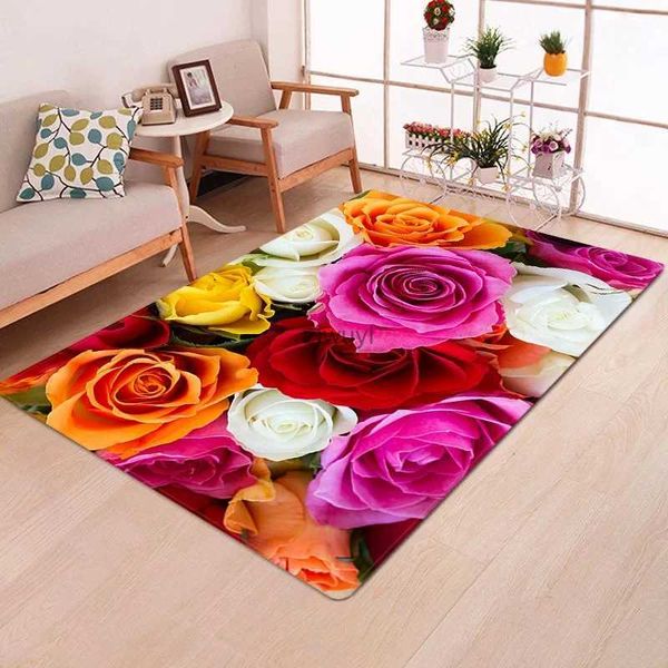 Tapetes multicolorido rosa flor tapete sala de estar casa corredor varanda anti-deslizamento tapete de porta cozinha banheiro quarto tapete