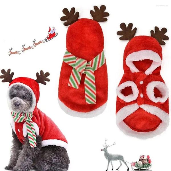 Abbigliamento per cani Natale Costume carino Tuta Costumi cosplay con cappuccio Abiti da festa per cani Abiti invernali caldi e comodi