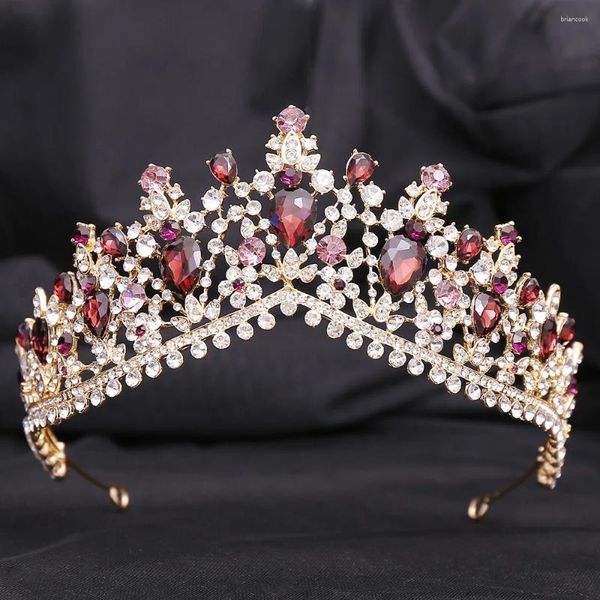 Grampos de cabelo barroco retro cor ouro roxo cristal nupcial tiara coroa strass pageant diadem colares headpiece acessórios de casamento