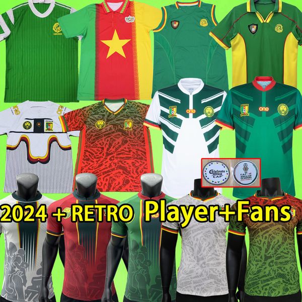 2024 Kamerun Futbol Formaları 2023 Anguissa Aboubakar Bassogog Oyuncu Sürümü Cameroun Retro 2002 Yelek Futbol Gömlekleri T 1990 1994 1998 Kolsuz Mboma 90 94 98 23 24 24 24