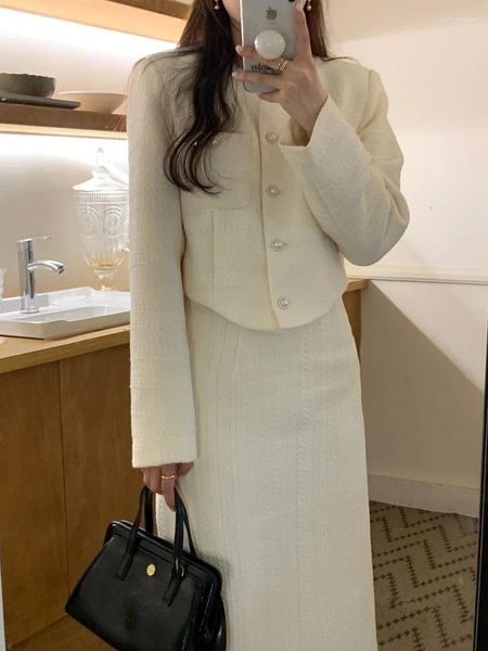 Vestidos casuais Q-W adies japonês streetwearrsvppap oficiais loja estilo francês retro debutante single-breasted terno curto jaqueta vestido