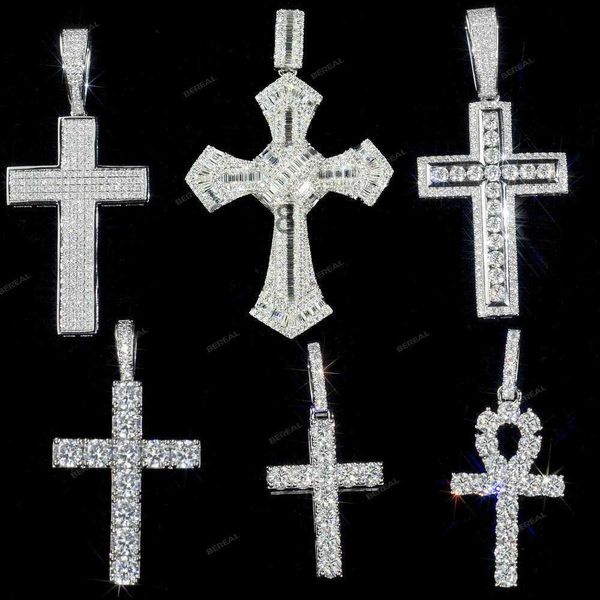 Commercio all'ingrosso Vvs Moissanite Ciondolo croce con diamanti in argento sterling 925 Gesù per collana uomo donna gioielleria raffinata RD8Q