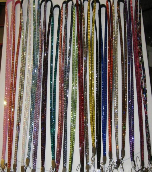 Bling Umhängeband Lanyard Seil ID Umhängeband Lanyard Ausweis Ausweis Abzeichen Schlüssel Handy Kamera Halter Riemen Charms 100 Stück DHL9370569