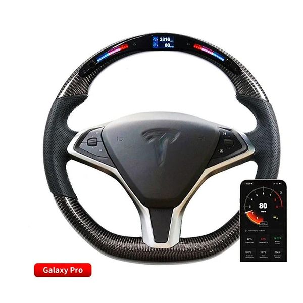 Araç Direksiyon Simidi 4 Stil Tesla için Tekerlekler Model S Karbon Fiber LED Özelleştirilmiş Yarış Damlası Teslimat Otomobilleri Motosikletler Otomatik Par Dhbud