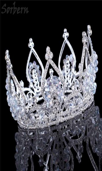 Sorbern Argento Rotondo Corona da sposa Accessori per capelli Grandi diademi Spose Accessori per capelli di Halloween per le donne Dropship Fornitori1287634