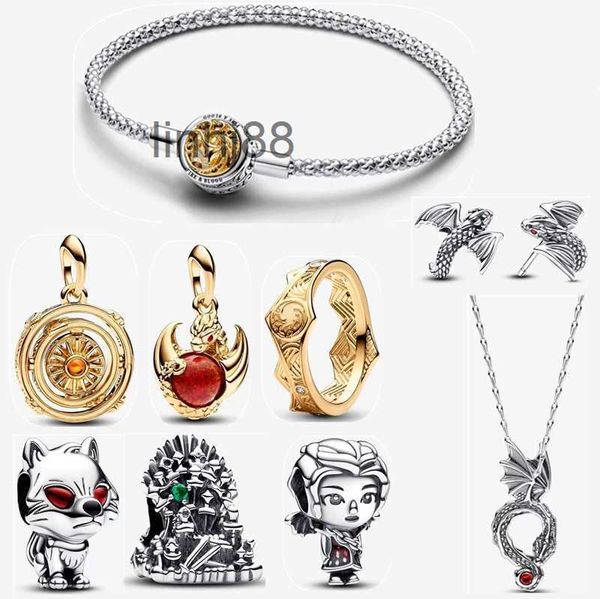 Charm Bracelets Herumn neuer Designer für Frauen Schmuck DIY FIT PANDORAS BRAKET EARRING GOLD RING Thrones Eisfeuer Drachen Dual Murano Glass Halskette Ahg