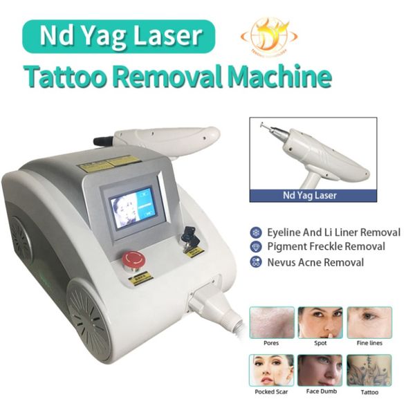 Neue tragbare Q-Schalter Nd Yag Laser Tattoo Entfernung Laser Maschine Sommersprossen Pigment Augenbraue Entfernung 2000Mj 3 Köpfe 1320Nm 1064Nm 532Nm322