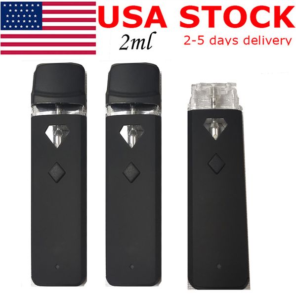 USA STOCK 2ml Pré-aqueça Vape Pen Pré-aquecimento Botões Canetas Descartáveis Pods Vazios E-cigarro Vaporizadores Bobina Cerâmica Óleo Espesso Snap in Dicas Recarregável 320mAh Bateria