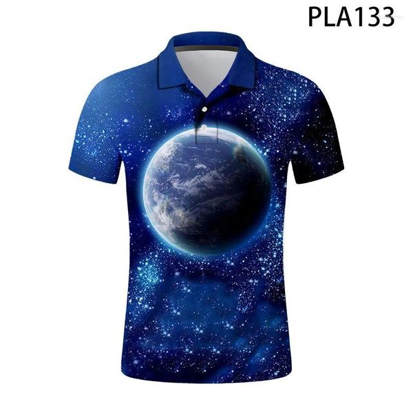 Polo da uomo 2024 Estate 3D Stampato Universo Polo da uomo Moda Streetwear Casual Homme Harajuku Manica corta Ropa