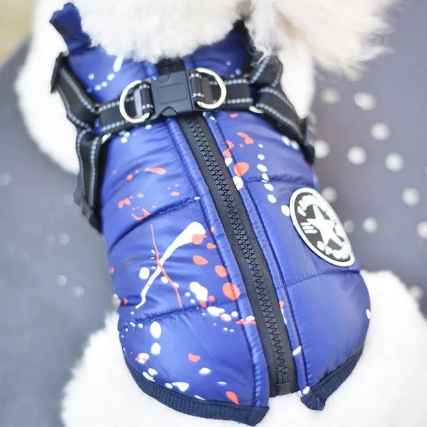 Abbigliamento Gilet riflettente per cani Splash Ink Cappotto invernale in cotone Gilet con imbracatura regolabile per cani di piccola e media taglia