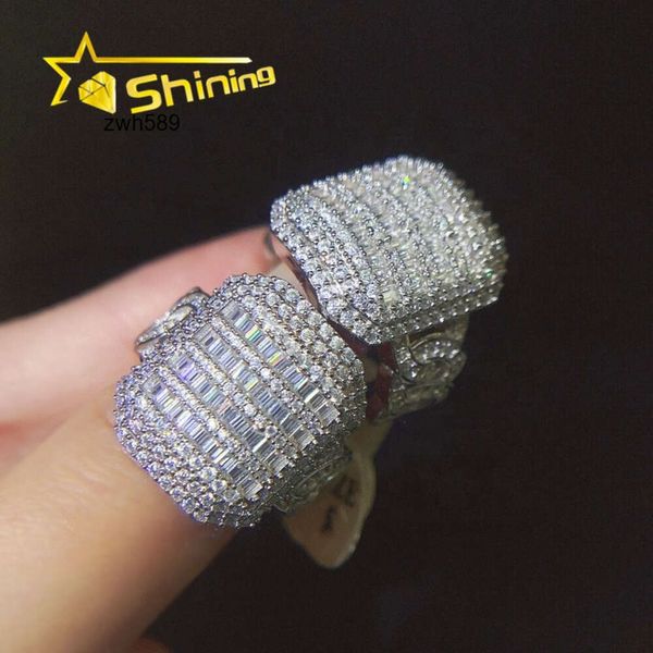 Designer de jóias design de luxo transporte da gota jóias finas anel personalizado 925 prata esterlina hip hop moissanite anéis para menhiphop