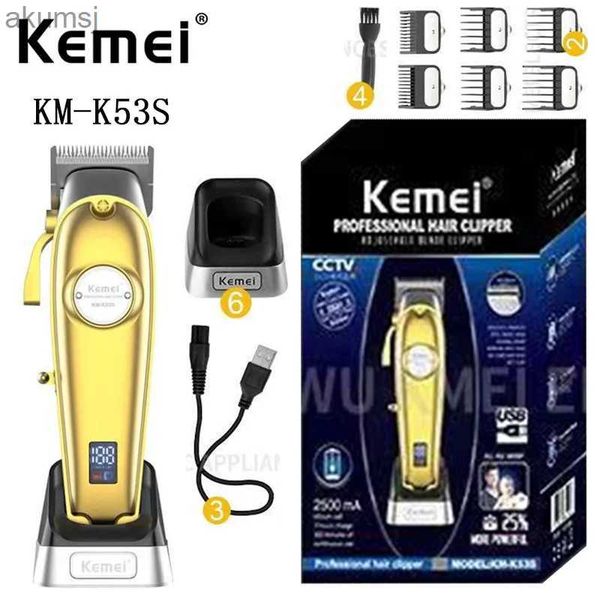Машинки для стрижки волос Kemei электрическая перезаряжаемая машинка для стрижки волос с ЖК-дисплеем KM-K53S, быстрая зарядка и долгое время использования профессиональных салонных волос YQ240122