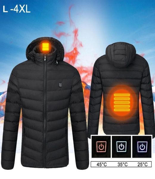 L4XL Beheizte Jacken Outdoor Beheizter Mantel USB Elektrische Batterie Lange Ärmel Intelligente Heizung Mantel Winter Wärmende Kleidung7914982