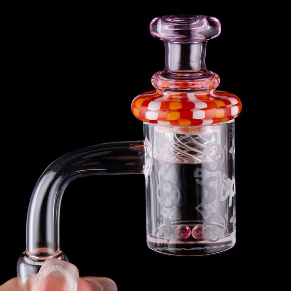 Mais novo estilo de dinheiro antigo padrão Quartz Banger Nail com corda colorida girando tampa de carb e colorido Terp Peal 14mm acessórios masculinos para fumar para vidro Bong Dab Rig