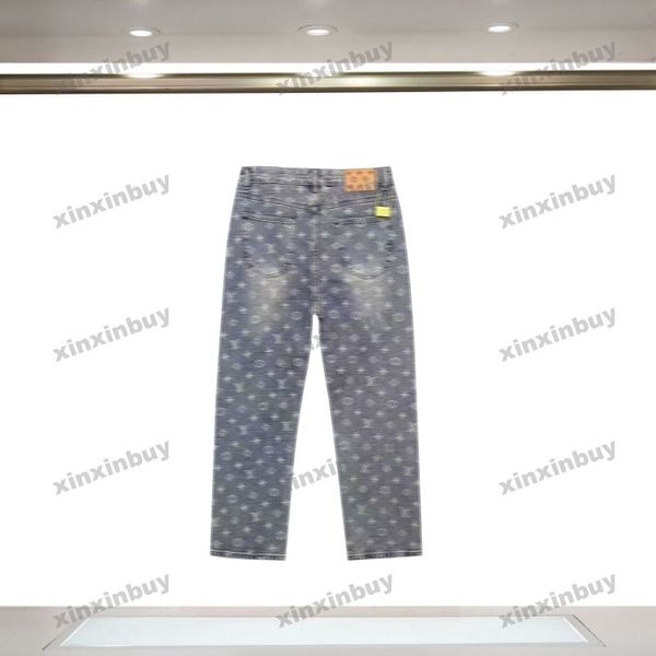 Xinxinbuy 2024 Männer Frauen Designer Jeans Hose Brief Jacquard 1854 Casual Hosen Schwarz Blau grau M-4xl