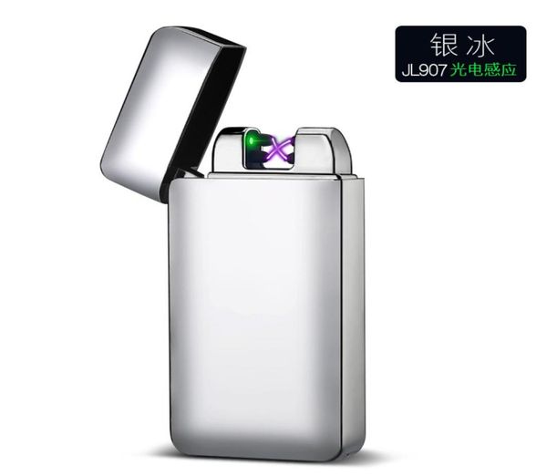 Encendedor de cigarrillos de doble arco con luz verde, tipo de carga USB de inducción inteligente, encendedores inteligentes, súper regalo para amigos y hombres, toque co6086747
