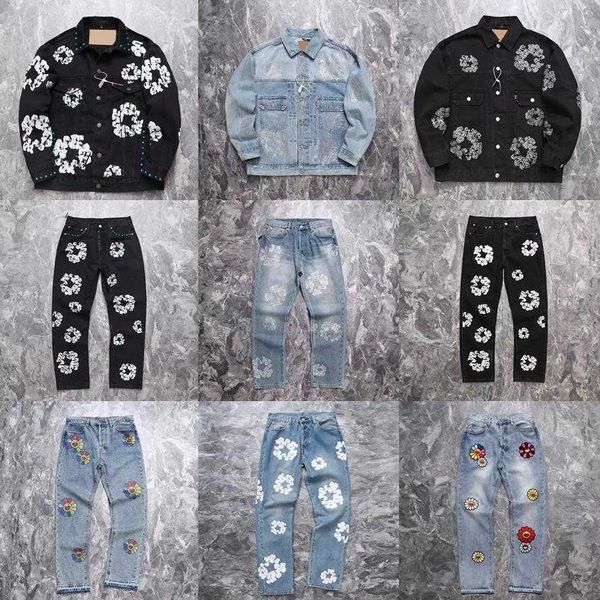 Мужские джинсы High Street Designer Tears Stacked Jeansbiker, подходящие для мужчин, мужские тонкие куртки с окрашенными нашивками, верхняя одежда, пальто 7VVC