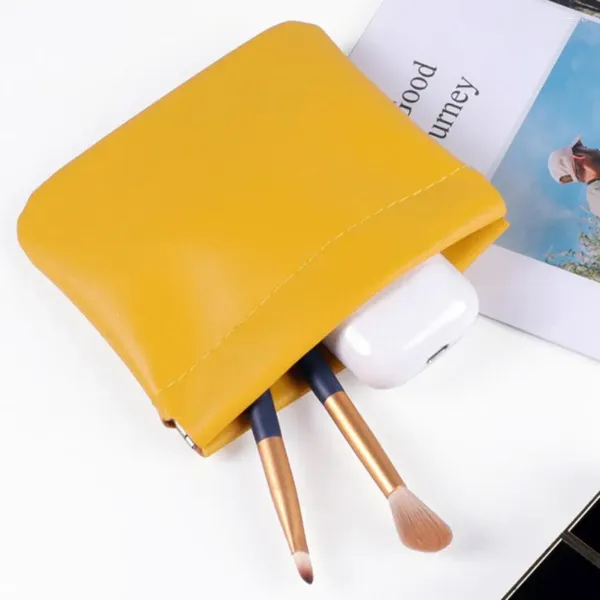 Sacos de armazenamento Compact Backpack Bolsa Conjunto de pequeno couro falso fecho de pressão organizador bolsas para maquiagem jóias eletrônica cosméticos