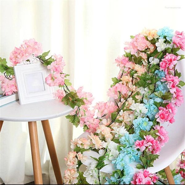 Dekoratif çiçekler ev dekor yapay kiraz rattan yüksek simülasyon çiçeği vine el düğün sahte
