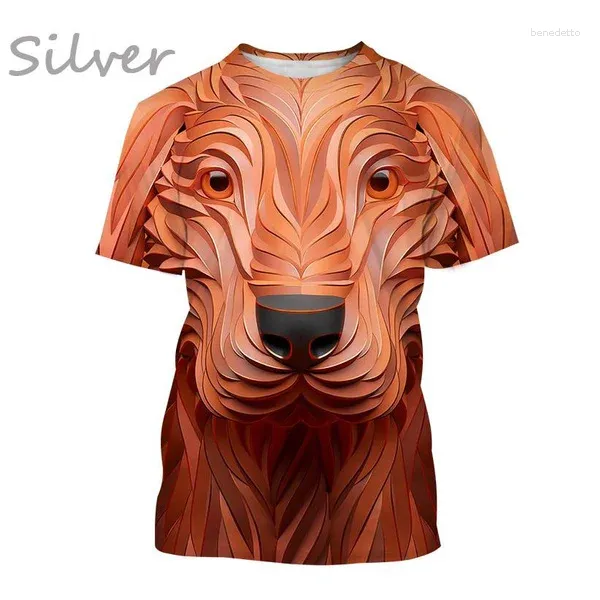 Herren T-Shirts Löwe 3D T-Shirt Tierdruck Rundhals Kurzarm Mode Unisex Casual Tops