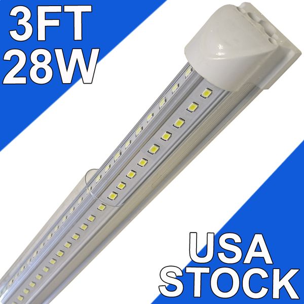 Integrierte LED-T8-Leuchte, 90 cm, 28 W, verbindbare LED-Ladenleuchte, LED-Deckenleuchte und Unterschrankleuchte, für Kühlbox, Garage, Lager, durchsichtige Abdeckung, 25 Stück, USAstock