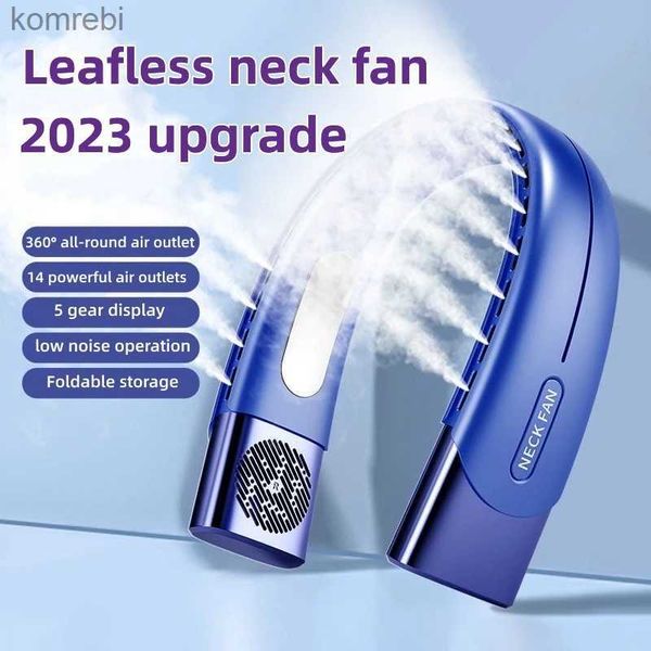 Fãs elétricos Ventilador de pescoço portátil 9000mAh USB recarregável Bladeless FAN MINI Ventilador Elétrico Silencioso Neckband Wearable Cooling para SportsL240122