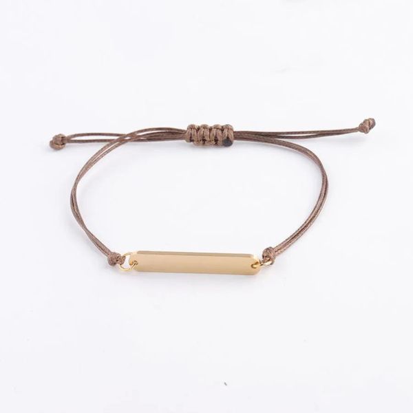 Pulseiras 100% placa de aço inoxidável pulseira em branco para gravura ajustável corda corrente trança pulseiras atacado 10 pçs