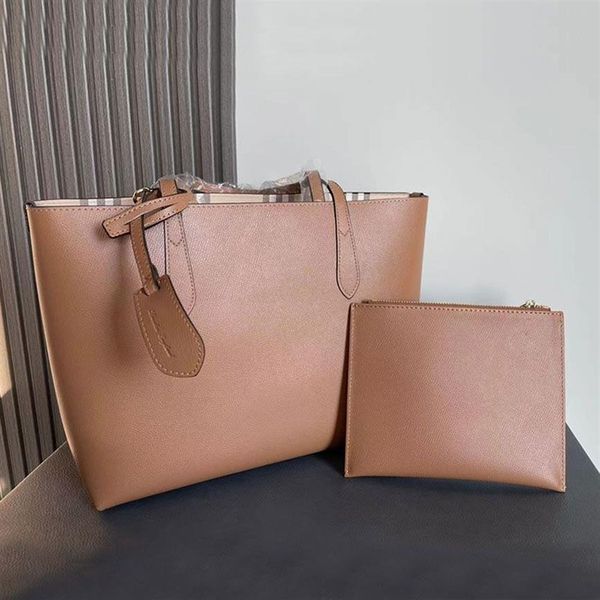 Çift taraflı alışveriş çantası büyük kapasiteli tartan çanta çantası kadınlar tote çantalar ekose klasik çizgiler fermuar cüzdan el lady sho2500