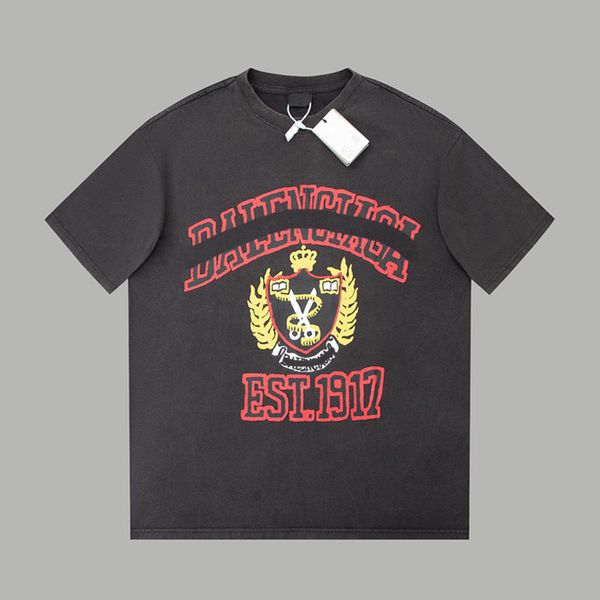 Beliebtes Balencigan Herren-Frühlings- und Sommer-T-Shirt „Paris Moon Upside Down“-T-Shirt in Übergröße in Schwarz, Vintage-Jersey mit abgenutztem und schmutzigem Effekt, Herren-Sport-T-Shirts, Größe 25