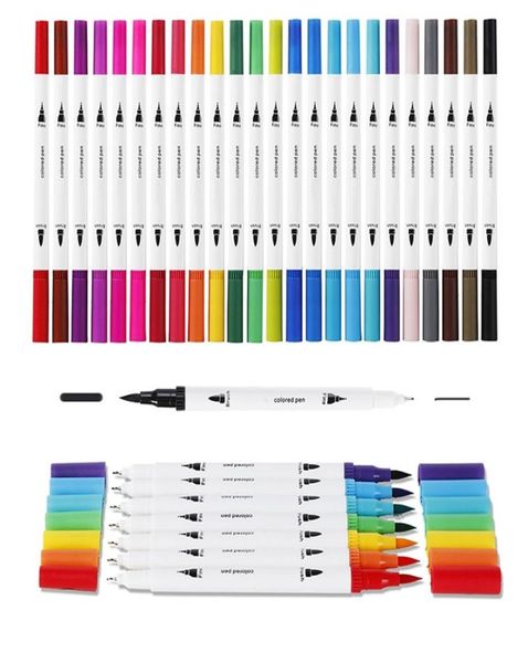 1224 Renkler Çift Uçlar Fırça Kalem İşaretleri Manga Çizim Suluboya Alkol Kıda Keçe Çizim Set Sanat Okulu Malzemeleri 2202096137773