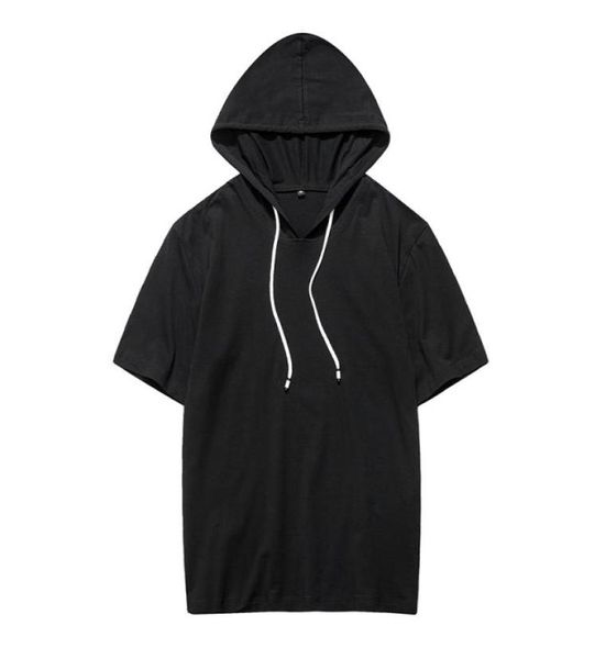 Sommer Kurzarm Mit Kapuze Kleidung Herren TopsTees Mode Schwarz Männlich Tops Marke Hoody Men039s homme De Marque Plus UNS Größe 2XL3658932