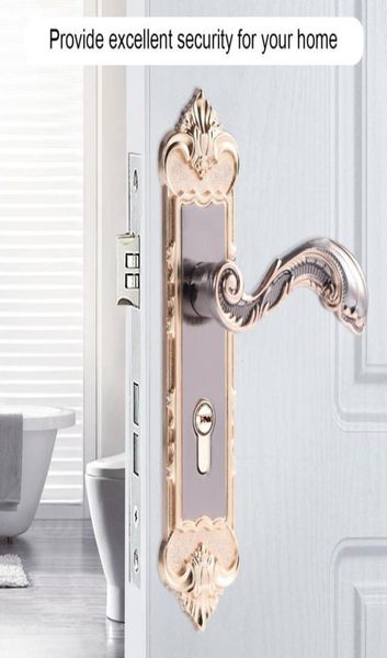Style européen rétro poignée de porte serrure en alliage d'aluminium Vintage intérieur chambre serrure antivol maison chambre sécurité serrures de porte T2001113020846