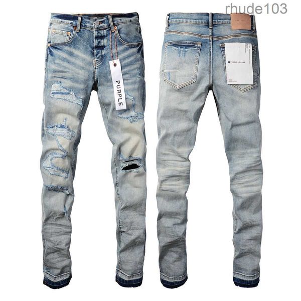 Paarse Jeans Designer Mannen Gescheurde Broek Vintage Patchwork Luxe Dot Patroon Heren Retro Merk 6DEU 6DEU