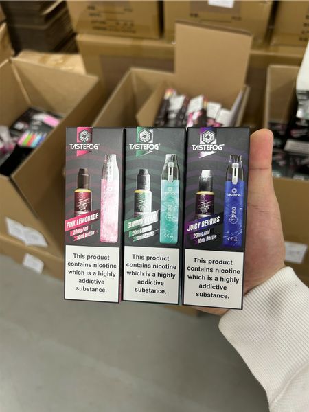 Orijinal Tastefog Turbo Teslim Edilebilir Vapes Kalem 2ml 500mAh Şarj Edilebilir Pil Yeniden Şarj Edilebilir Pod Mesh Bobin Vape 800 Puff Flavors 10ml e-sıvı Sıcak Satış